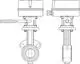 Absperrklappe mit Stellantrieb, seitliche Ansicht. Sichtbare Handkurbel und Anschlüsse. Produkt von IMI Hydronic Engineering für den Einsatz in Rohrsystemen.